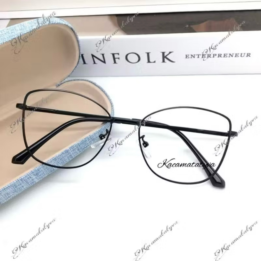 Frame J8512 Kacamata Wanita Cat Eye Besi