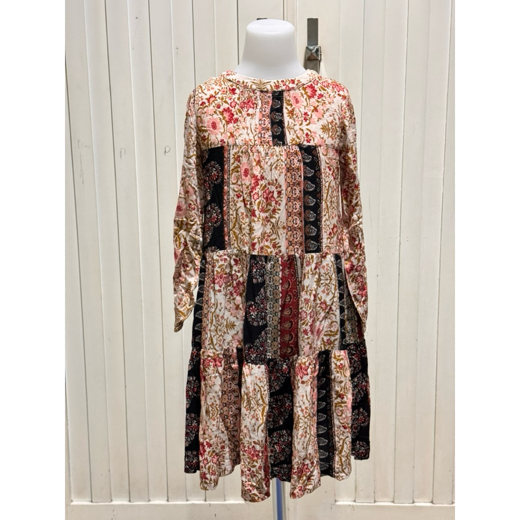 Dress Anak Zara Patchwork Motif Bunga Katun Rayon Premium Preloved