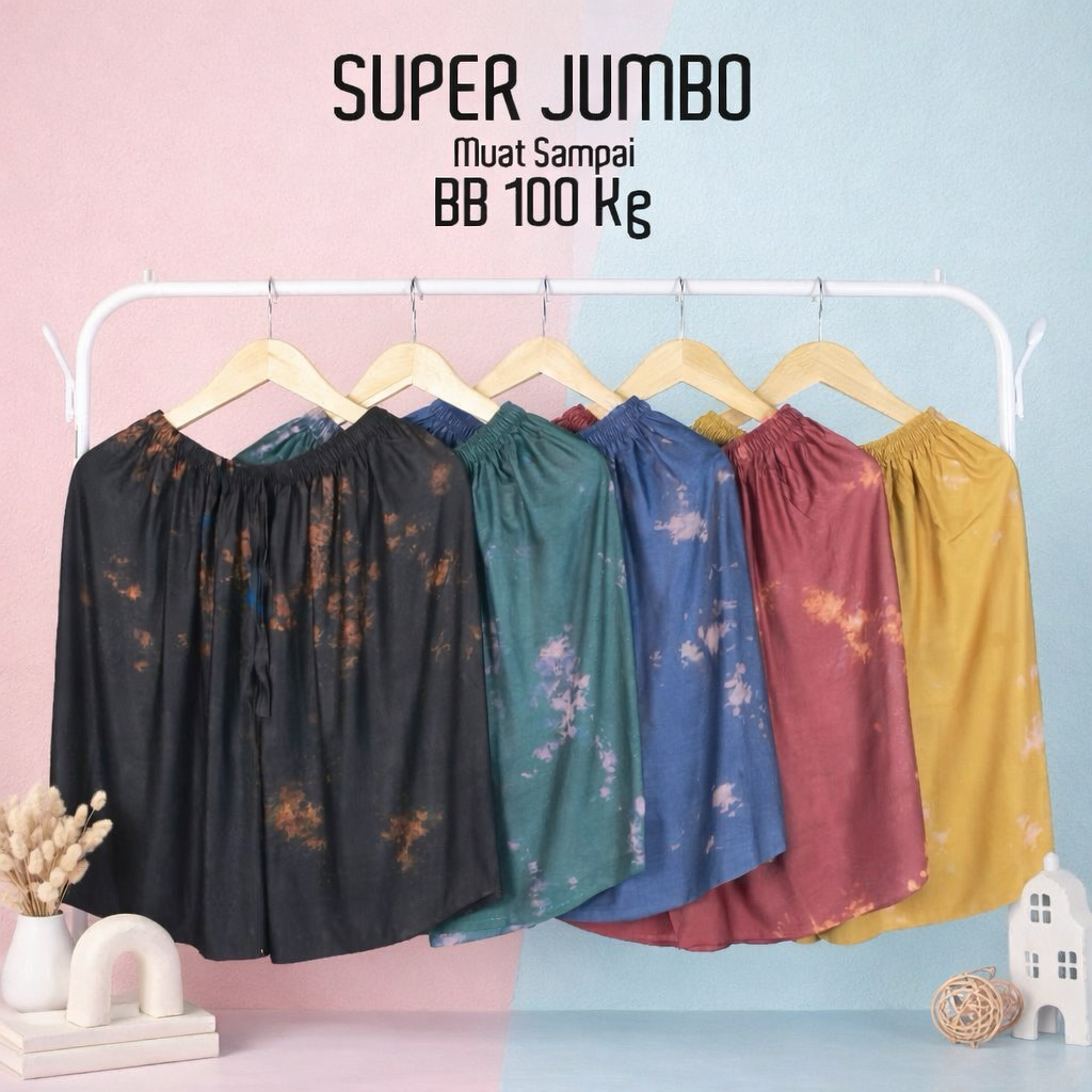 Celana Pendek Wanita Rayon Adem Super Jumbo Motif Tie Dye Bali | Celana Pendek Santai Rumahan | Cela
