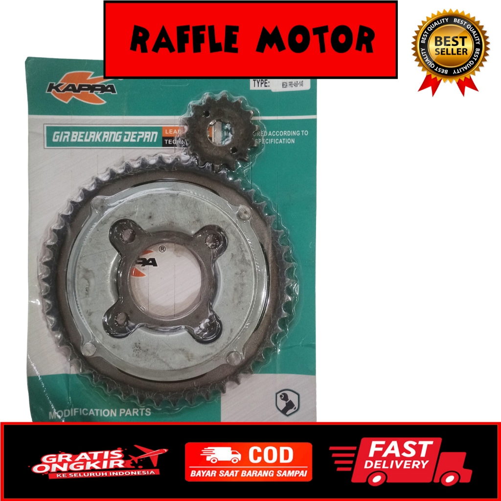 KAPPA GEAR DEPAN BELAKANG MEGA PRO 46T. GIGI TARIK DEPAN BELAKANG HONDA MEGA PRO PRIMUS. GL PRO NEOT