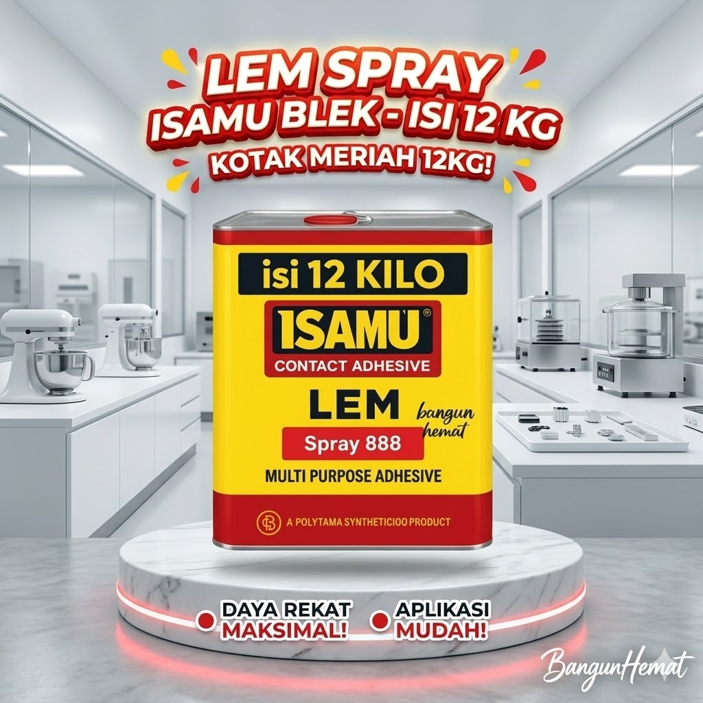 Lem Spray ISAMU 888 – Lem Karoseri Kuat Blek 12Kg untuk Busa, Kain, Interior Mobil