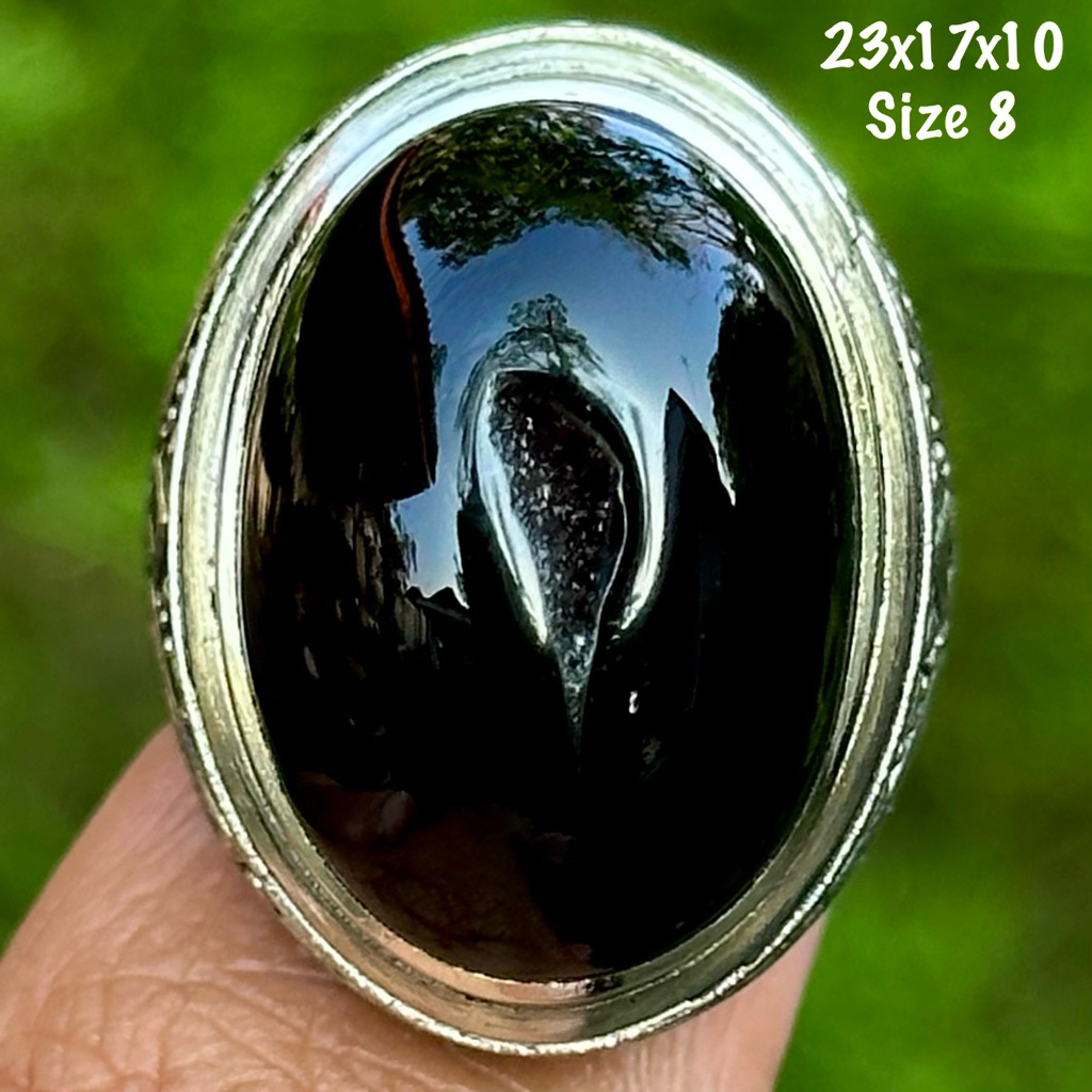 Cincin Batu Akik Natural Yaman Wulung Combong Alami Kristal (asli alam)