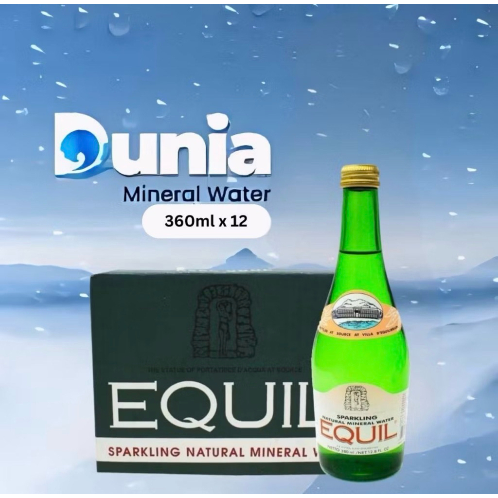Equil 380ml Sparkling Mineral Water [ Dus isi 12 Botol Kaca ]