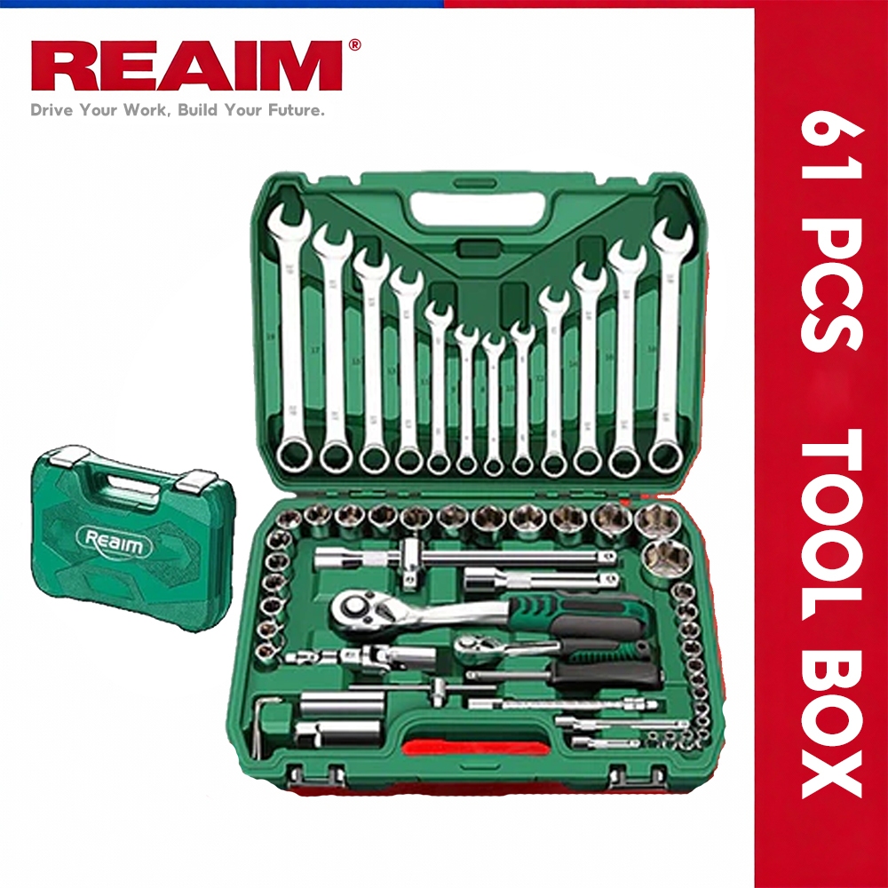 REAIM Kunci Set Lengkap Impact Wrench Set Perkakas 61 Buah Kotak Perkakas  Kotak Perkakas Kunci Tors