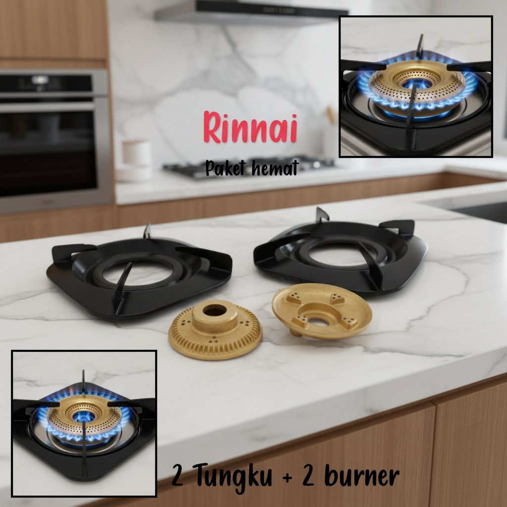 PAKET HEMAT 2 PCS TATAKAN TUNGKU KOMPOR RINNAI KAKI 4 + 2 PCS BURNER KOMPOR RINNAI KECIL