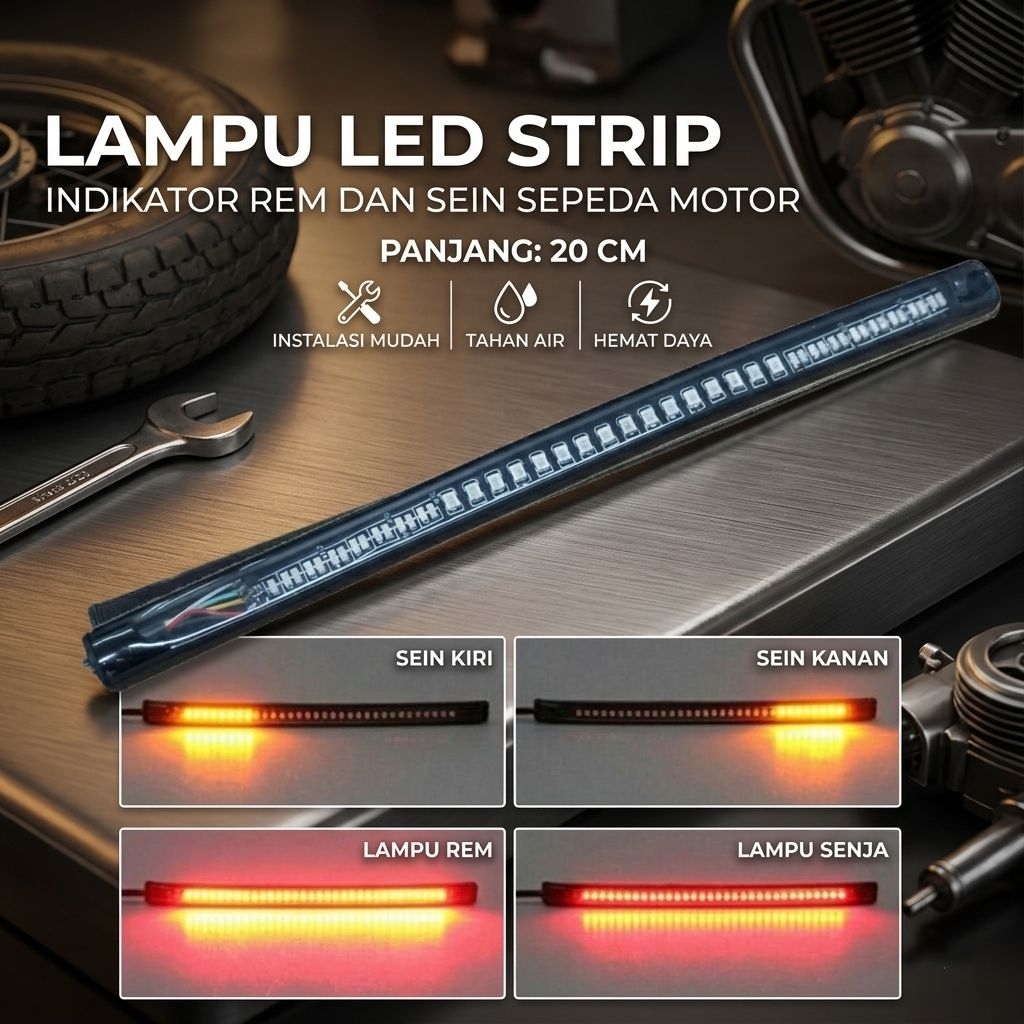 Lampu rem sein strip fleksibel LED universal