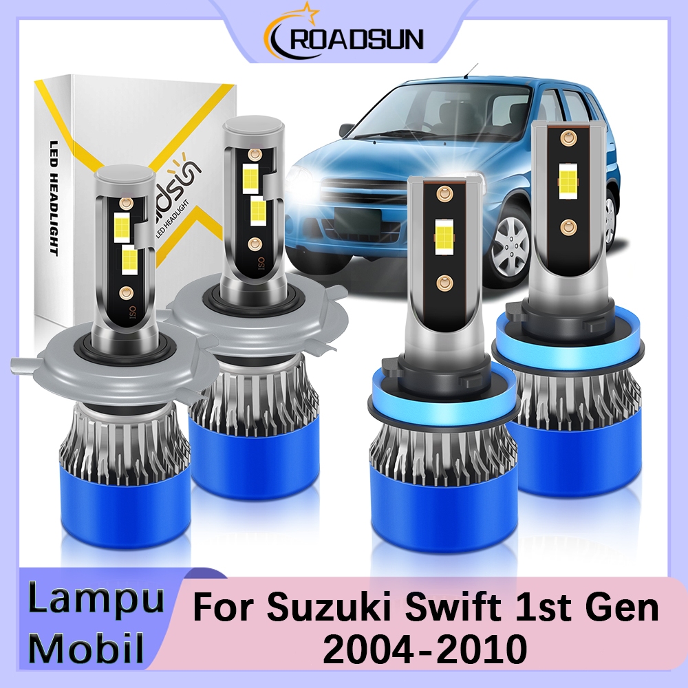 [For Suzuki Swift 1st Gen 2004-2010] 2PCS LED Lampu Depan Mobil Super Terang Hi/Lo Beam Fog Light 12