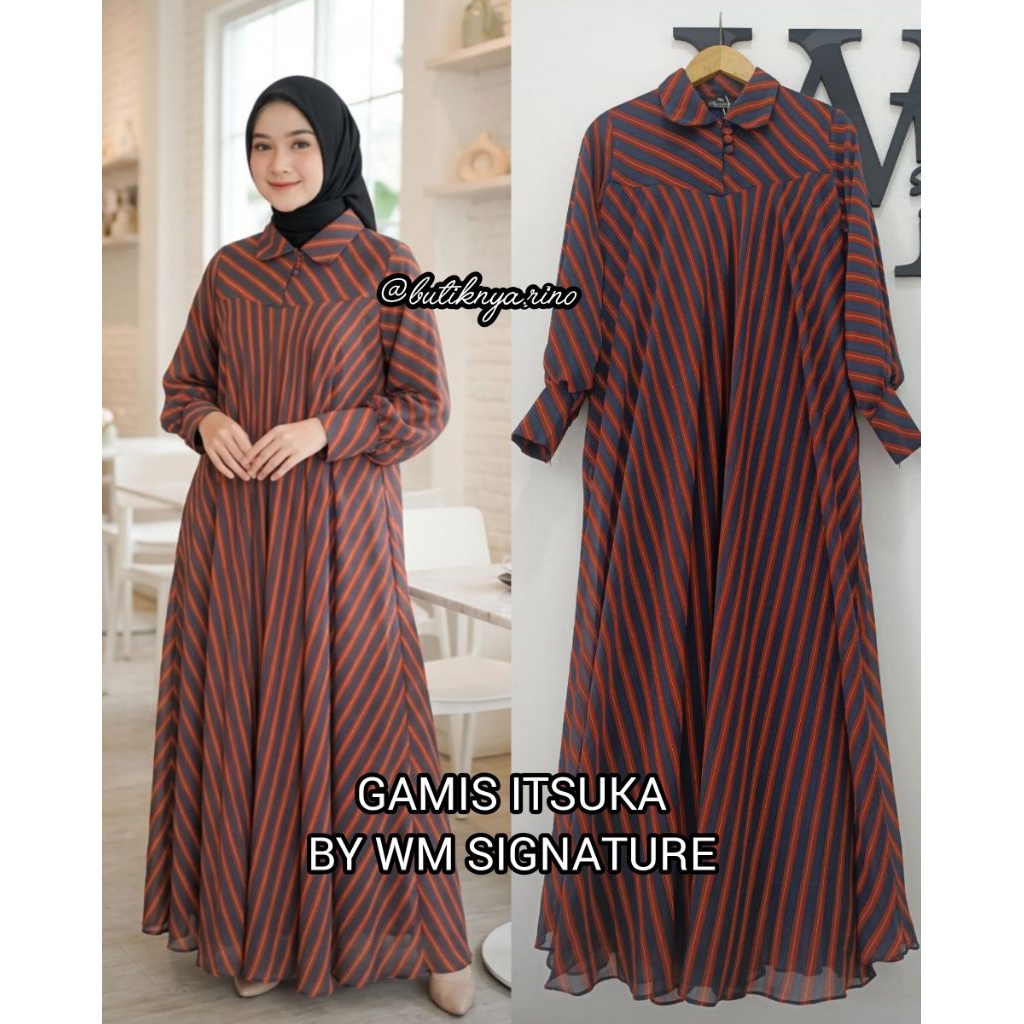 GAMIS ITSUKA (GAMIS SAJA) BY WM SIGNATURE // GAMIS SYARI CERUTY PRINTING