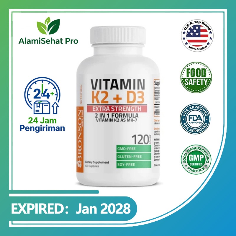 Vitamin K2 D3 10000IU 60/120/250 Kapsul - Bronson K2+D3