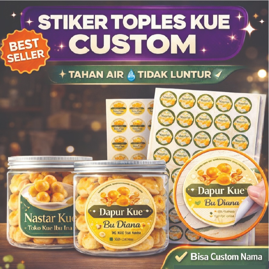 Cetak Stiker Label Toples Kemasan Kue Kering / Print Stiker Label Toples Kemasan Kue Kering
