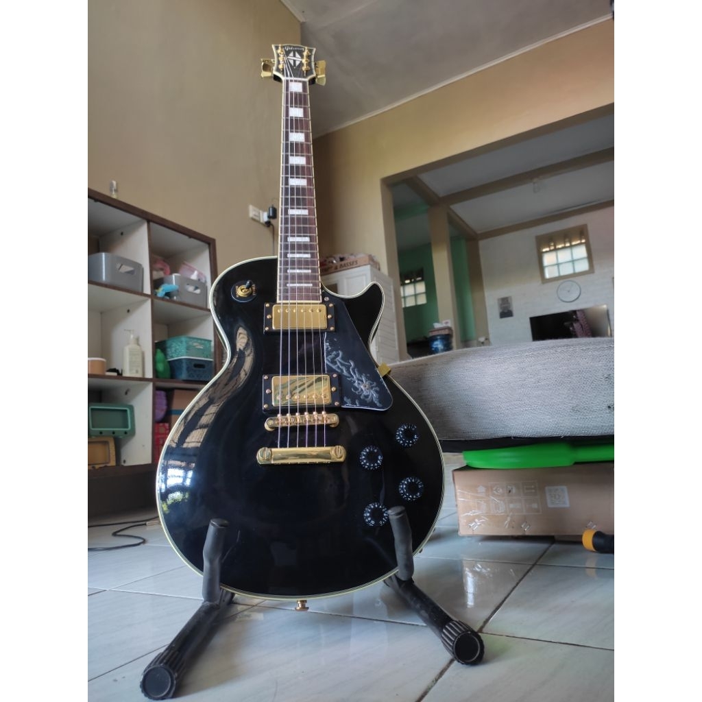 gitar Gibson Les Paul Black Beauty HQ Replika gold hardware