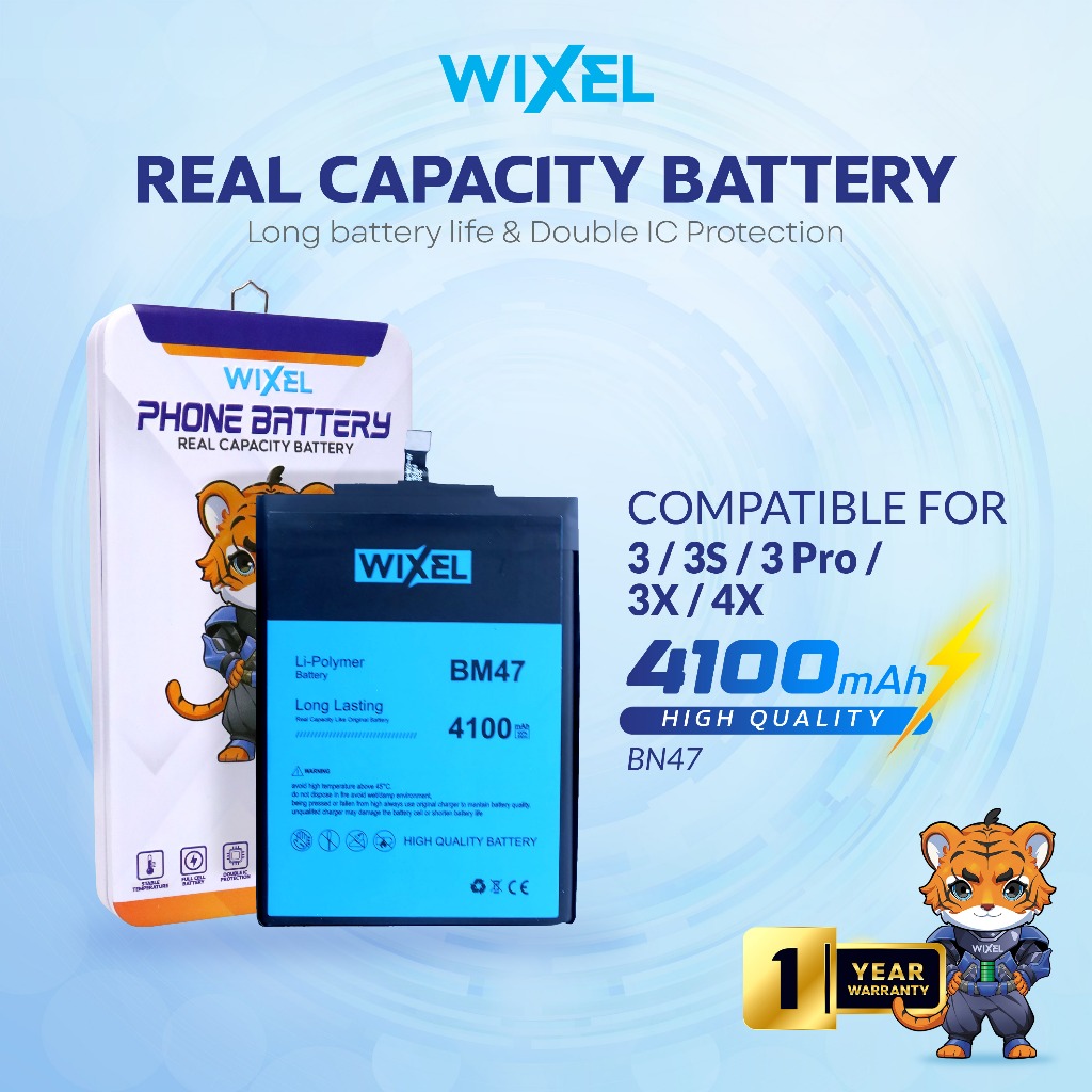 WIXEL Baterai XiaoMi BM47 Redmi 3 3S 3X Pro Prime 4X Real Capacity Battery Original 100% Double Powe
