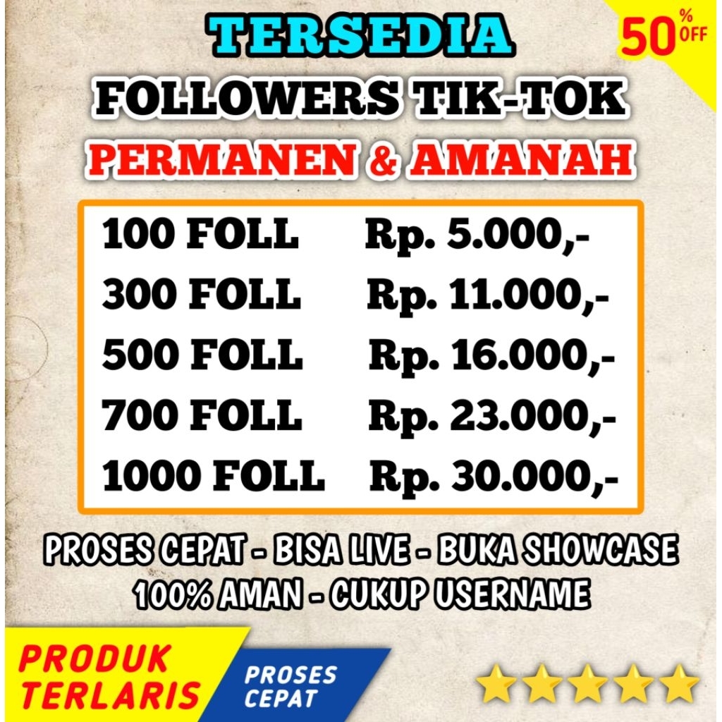 Followers TikTok Permanen Real Akun Asli Bisa Live