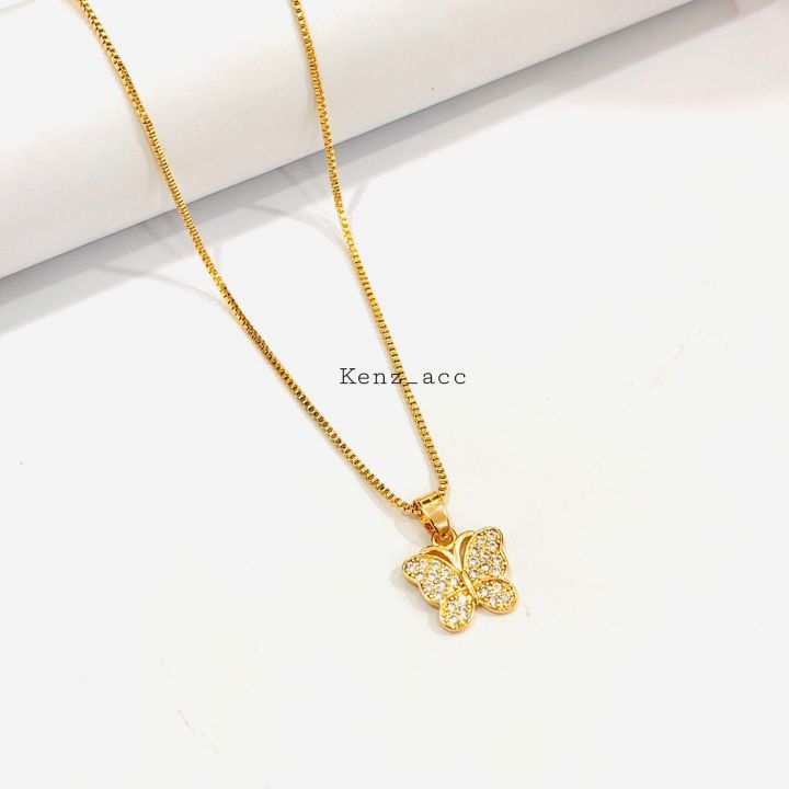 kalung anak liontin motif kupu kupu warna emas