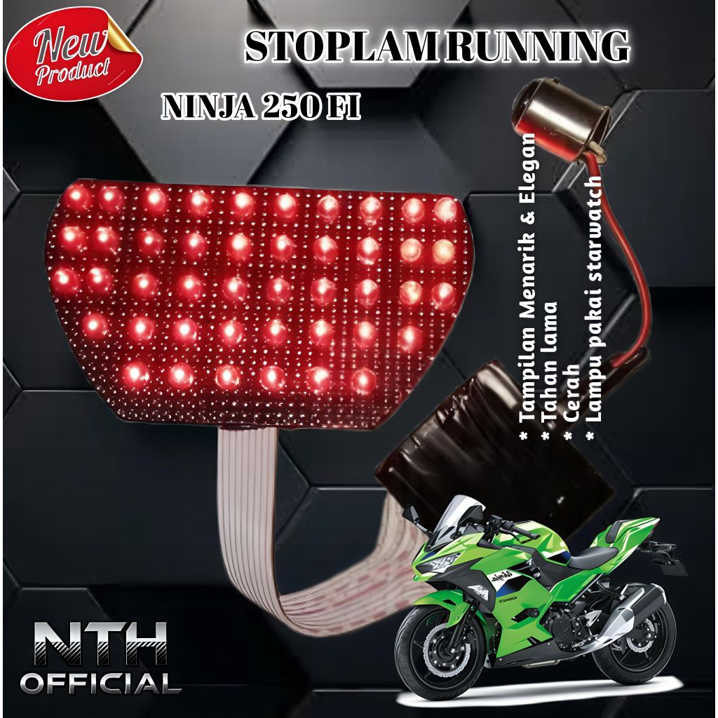 STOPLAM RUNNING NINJA 250 FI 11 MODE lampu belakang motor ninja 250 fi