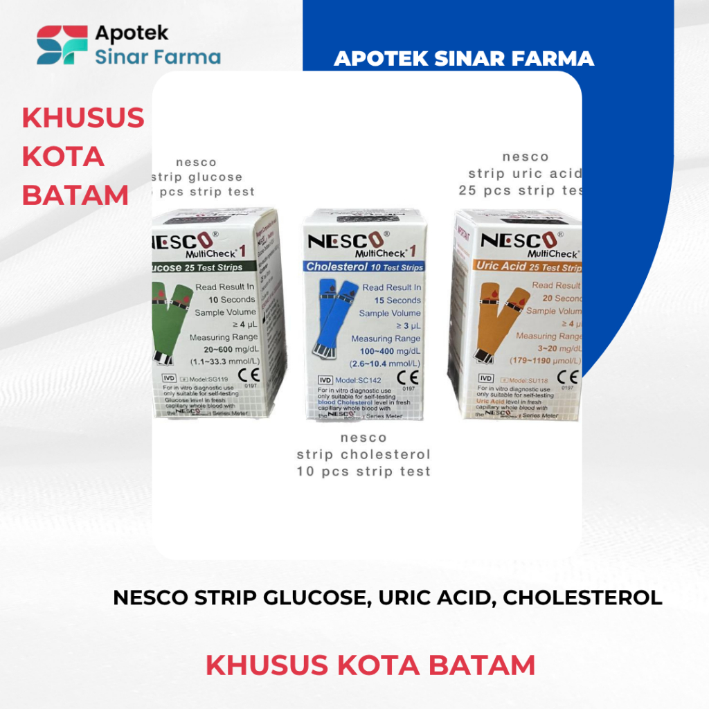 Strip Tes Darah Nesco 3 IN 1 untuk Gula, Kolesterol, Asam Urat