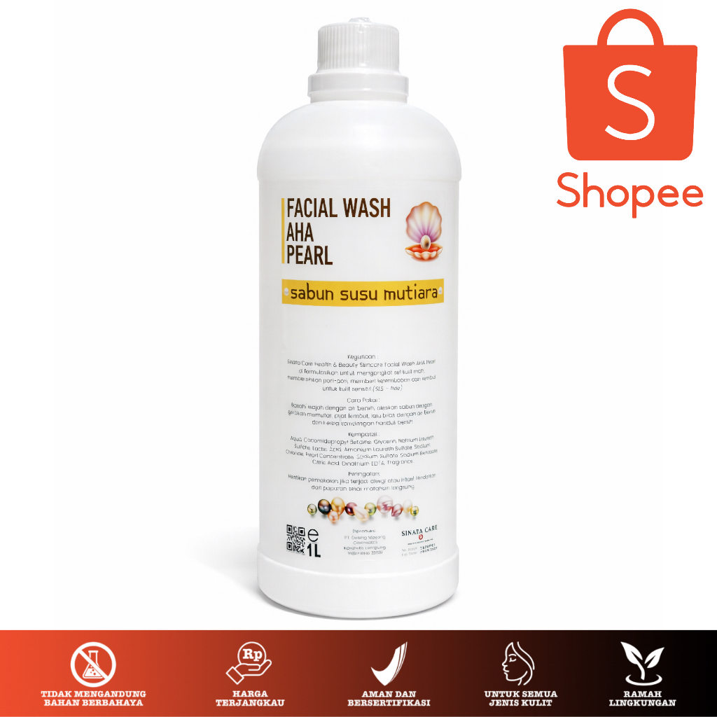 FACIAL WASH AHA PEARL LITERAN ISI 1 LITER  (SABUN AHA SUSU MUTIARA) SABUN PEARL LITERAN 1000 ML
