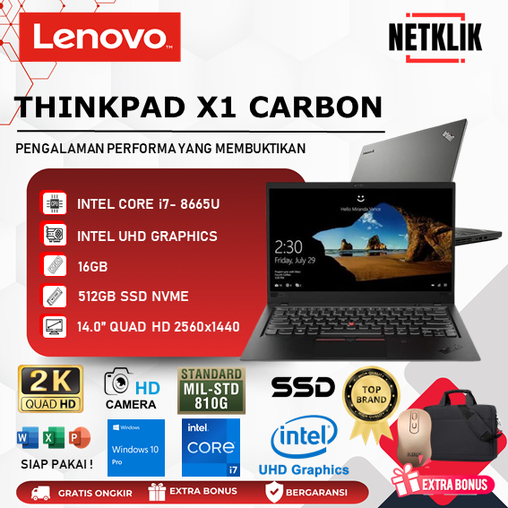 THINKPAD X1 CARBON INTEL I7 8665U 16GB/512GB 14.0 QHD WIN10PRO - EX BLACK