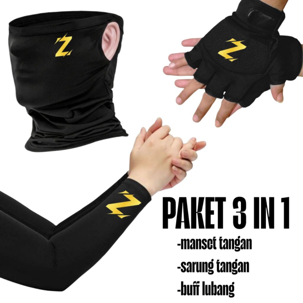 Paket motoran 3in1 masker buff manset tangan sarung tangan bap masker