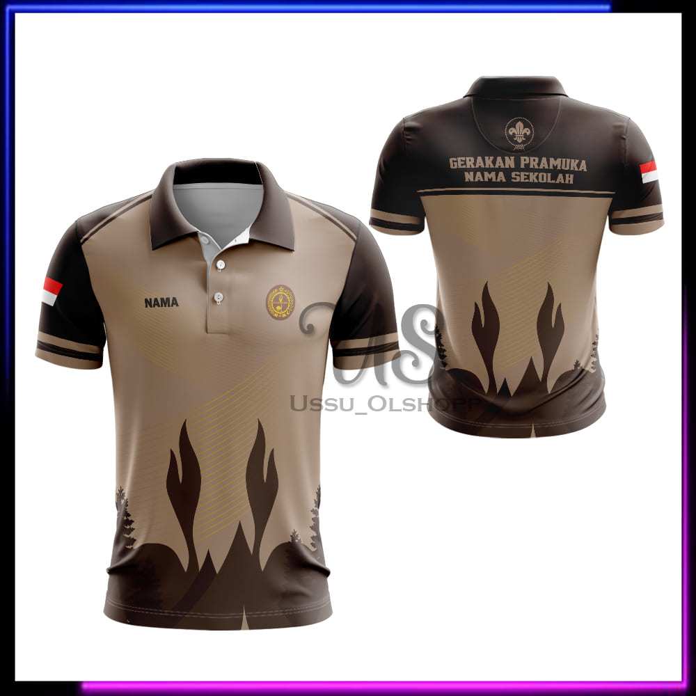 Kaos Polo Pramuka / Jersey Pramuka / Baju Kaos Jersey Pramuka Pembina Lengan Pendek Custom Nama