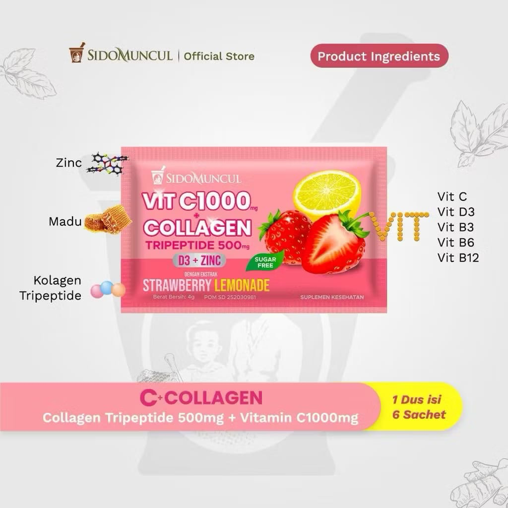 Minuman Serbuk Vitamin C Collagen Sidomuncul 1000mg
