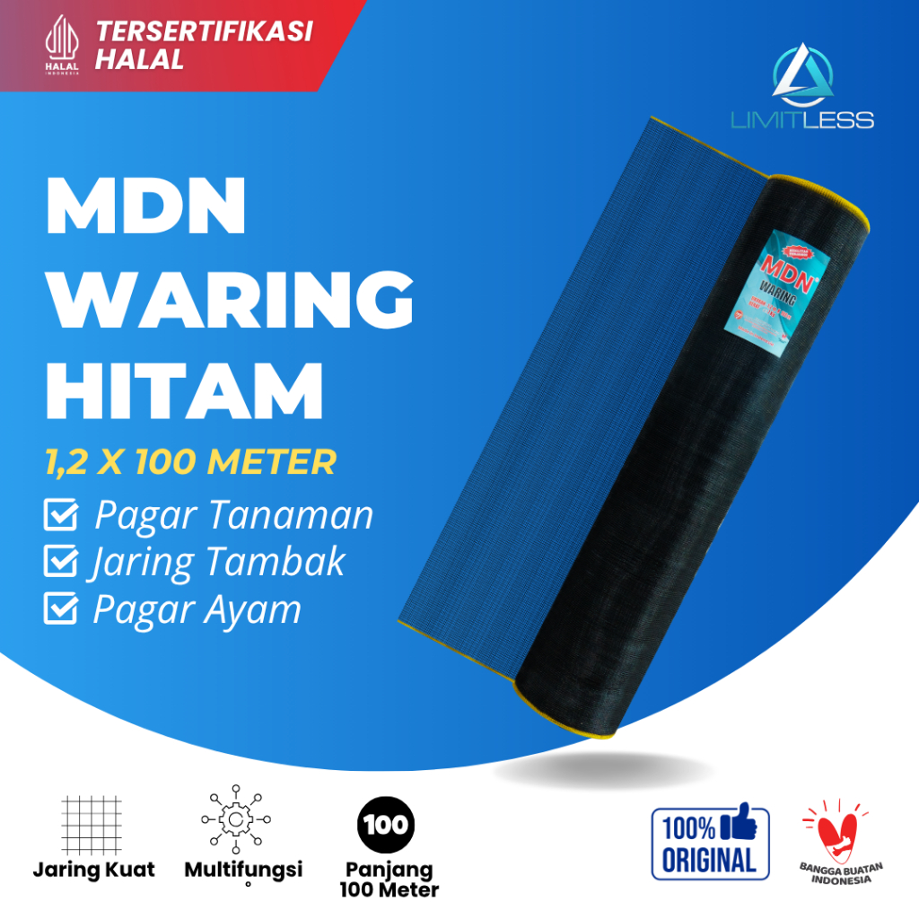 MDN Waring HDPE Jaring Ayam Pagar Tanaman Tambak Ternak Panjang 100 Meter