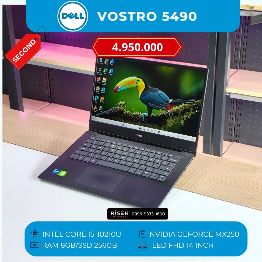 DELL VOSTRO 5490 Intel Core I5-10210U RAM 8GB SSD 256GB FHD 14inch Notebook Second Bekas Laptop