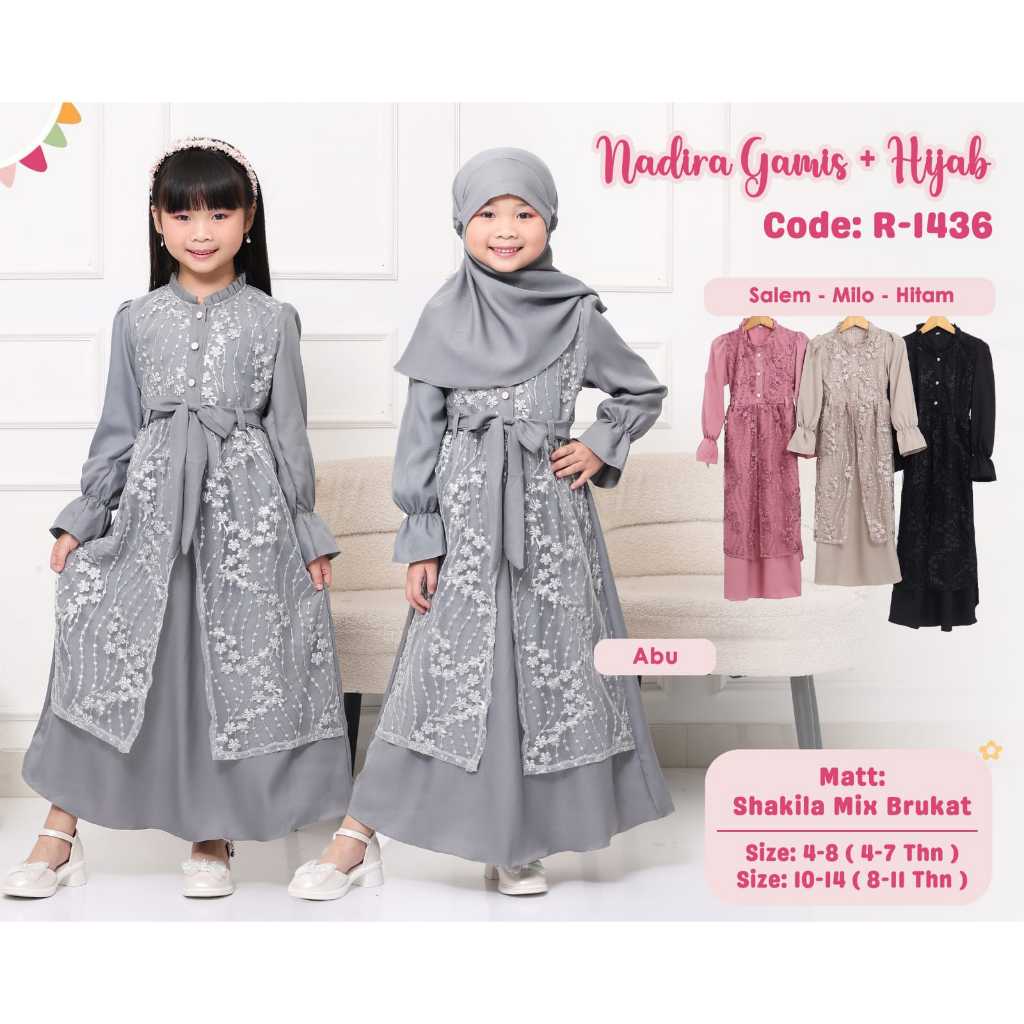 ( 4 - 10 Tahun ) Baju Gamis Anak Perempuan Tanggung / Baju Anak Model Brukat Mewah 436