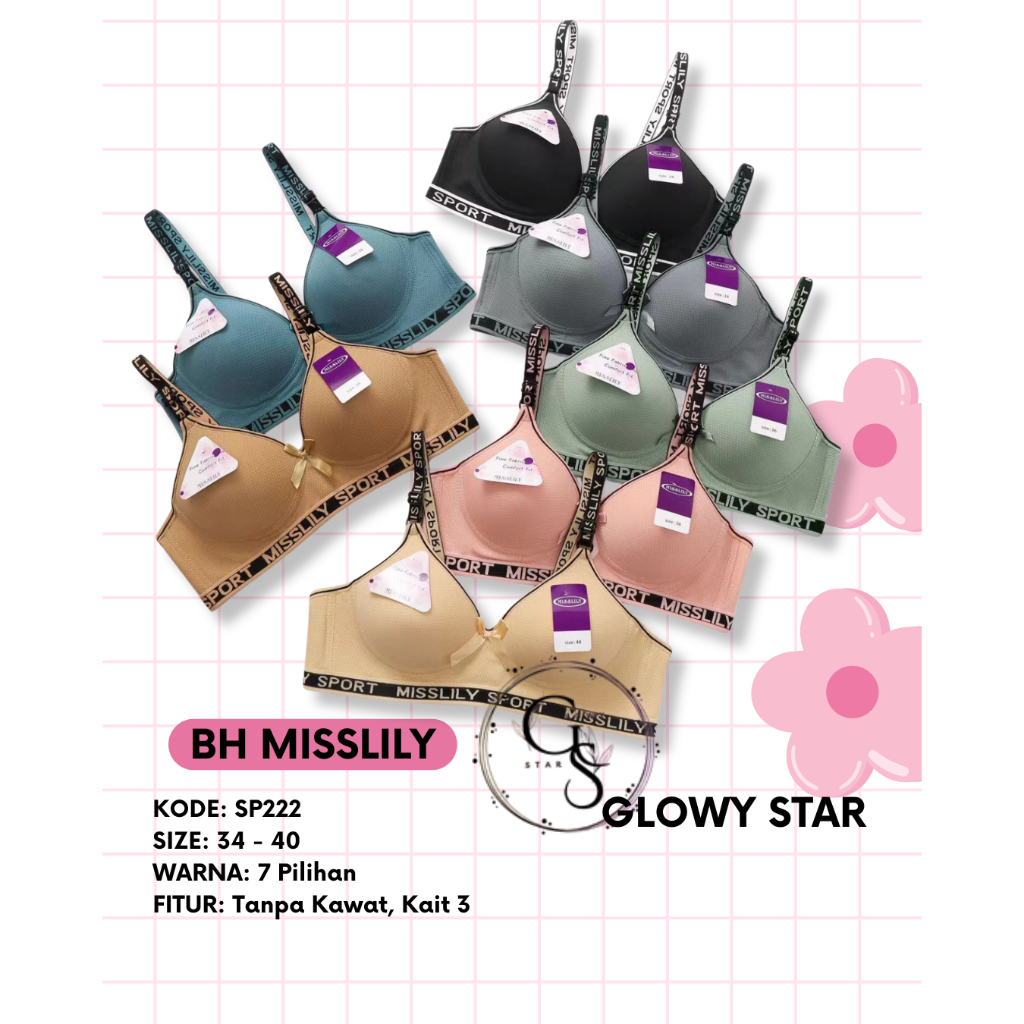 Bh Misslily sp 222 | Bra Push Up Bh Busa Tanpa Kawat Misslily 222 | Bra Wanita Misslily Murah