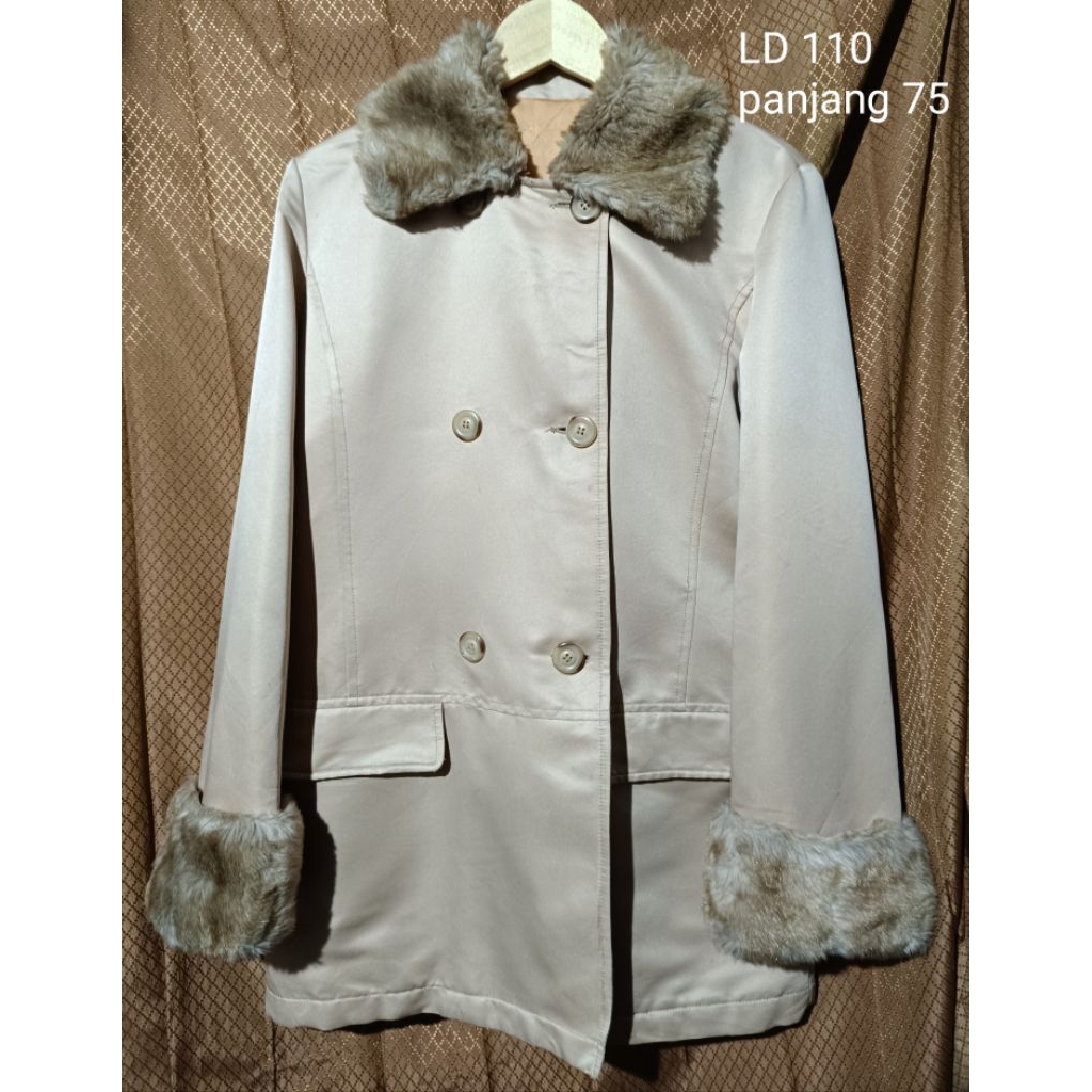 jaket winter puffer cream jaket musim dingin puffer cream coat kerah bulu cream coat puffer cream ja