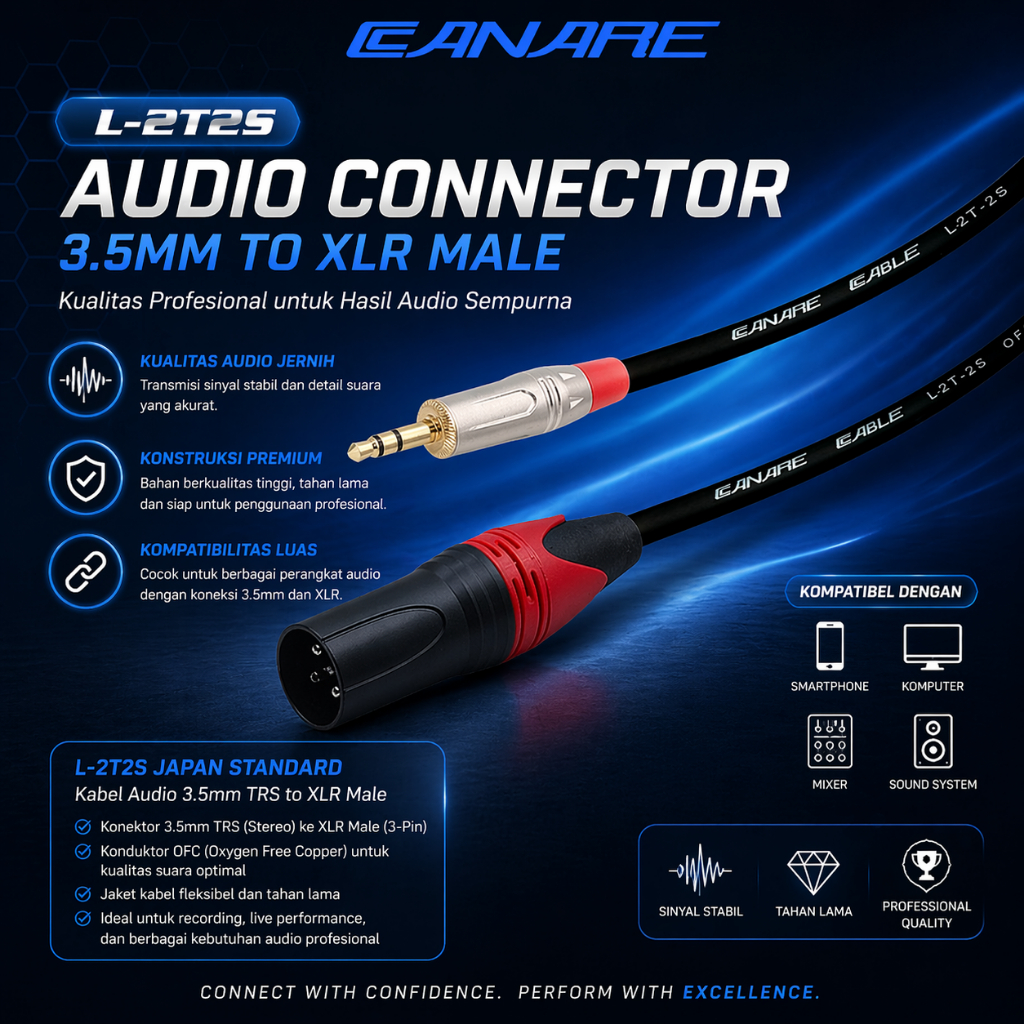Japan Standard | Kabel Audio Jack 3.5mm ke XLR Gold Plate - Code: (JS, GP, MINI - XLR MA, 1040)