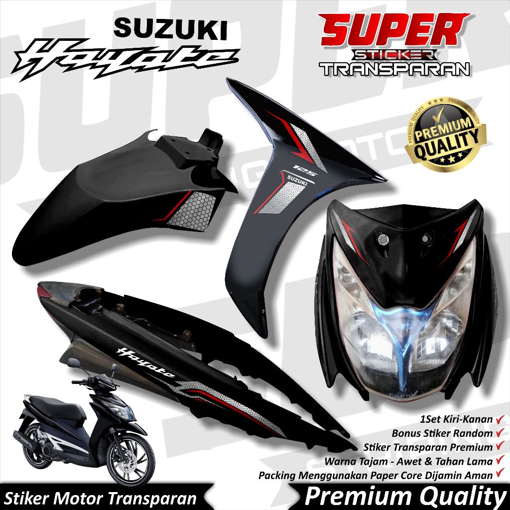 Stiker Transparan Hayate Anti Luntur keren Striping Hayate Striping Suzuki Hayate HEXAGONE