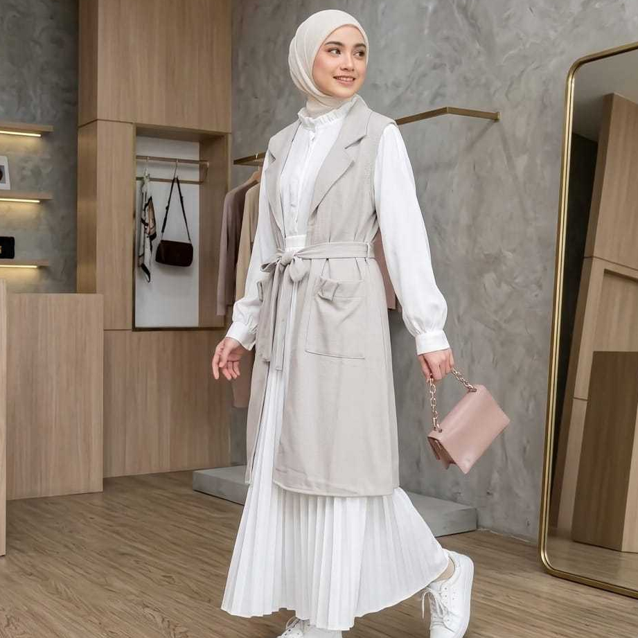 Lunangoofficial - Long vest rompi denim outer premium wanita kekinian