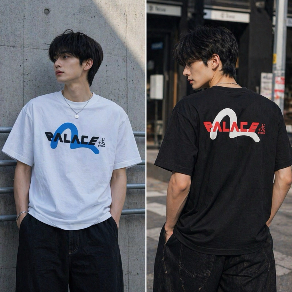 KAOS TSHIRT OVERSIZE EVISU BASIC LOGO SUPER PREMIUM