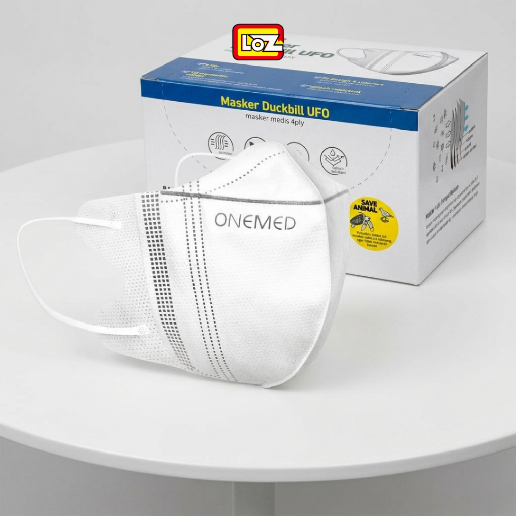 ONEMED UFO Duckbill Putih / Masker Duckbill Dewasa Isi 30pcs