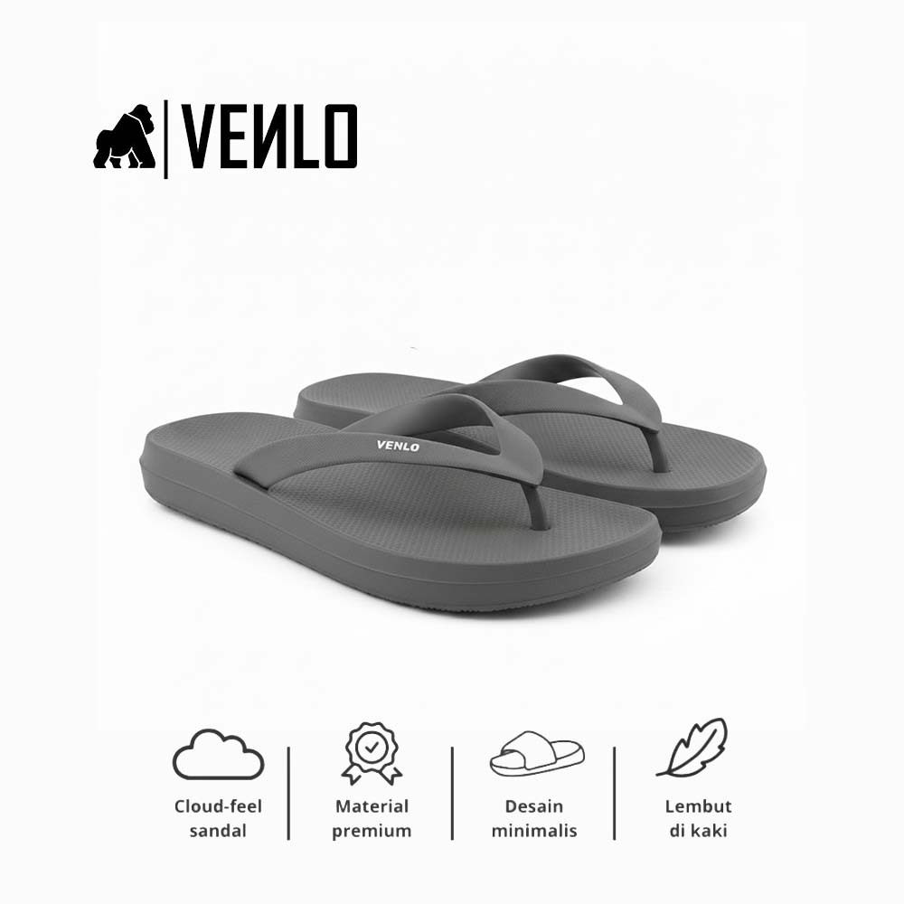 Venlo - Nixx Sandal Jepit Pria Sandal Traveling Pria Abu Anti Slip Terbaru