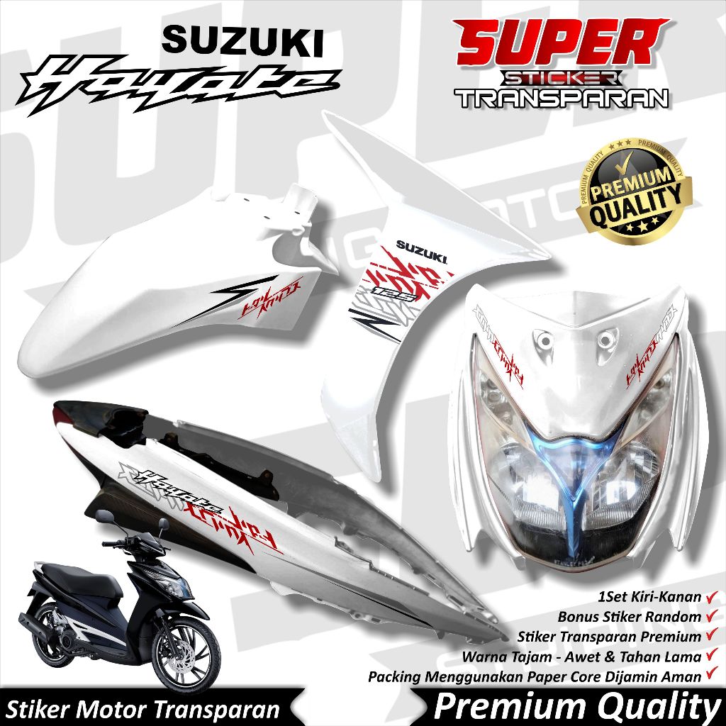 Stiker Transparan Hayate Anti Luntur keren Striping Hayate Striping Suzuki Hayate JAPANESE