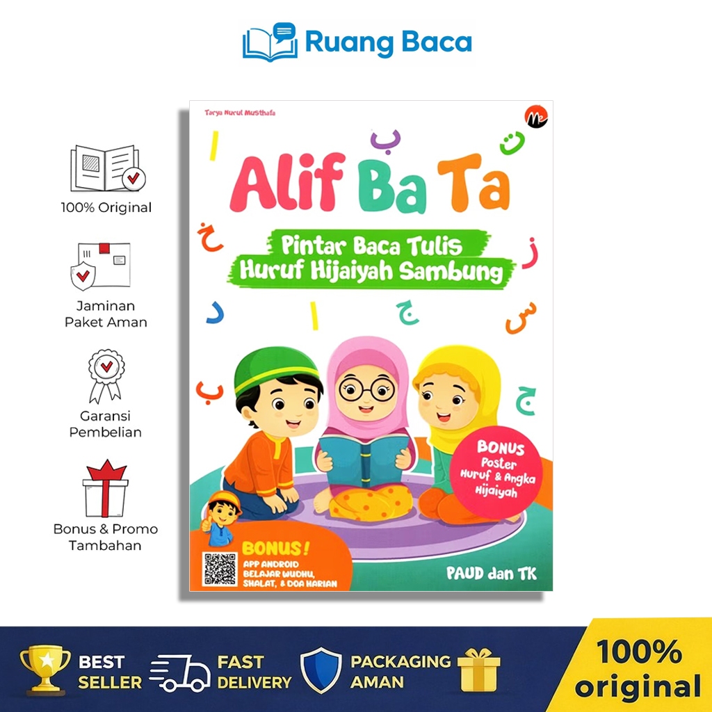 Buku Anak Islami TK PAUD Alif Ba Ta Pintar Baca Tulis Huruf Hijaiyah Sambung Bonus Poster / PT MAGEN