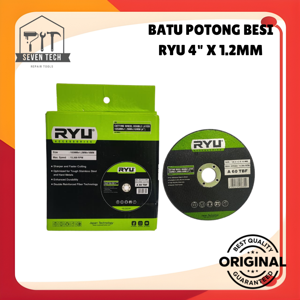 [RYU]BATU POTONG BESI BAJA 4"X1.2MM/ CUTTING WHEEL RYU MATA GERINDA POTONG BESI