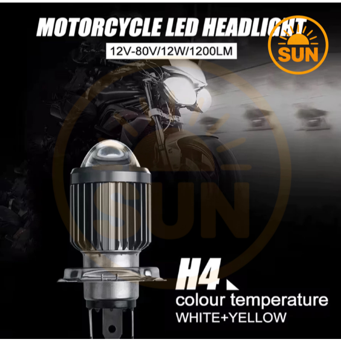 Lampu Depan LED Laser H4/H6 Motor - 2 Warna Putih Kuning, Tahan Air, 20 Watt,Universal