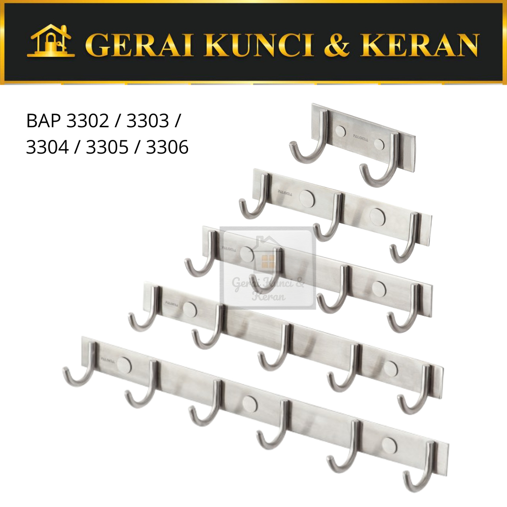 Paloma BAP 3302 BAP 3303 BAP 3304 BAP 3305 BAP 3306 HOOK Kait Kapstok Gantungan Baju Handuk Rak Hang
