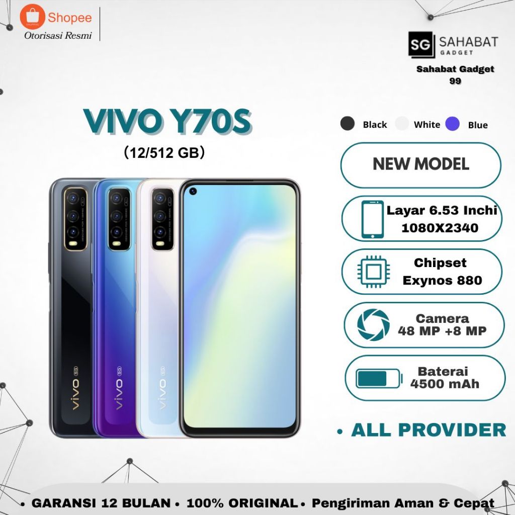 Hp VIVO Y70s 5G RAM 12/512GB Fullset Smartphone 99 %BARU Bergaransi