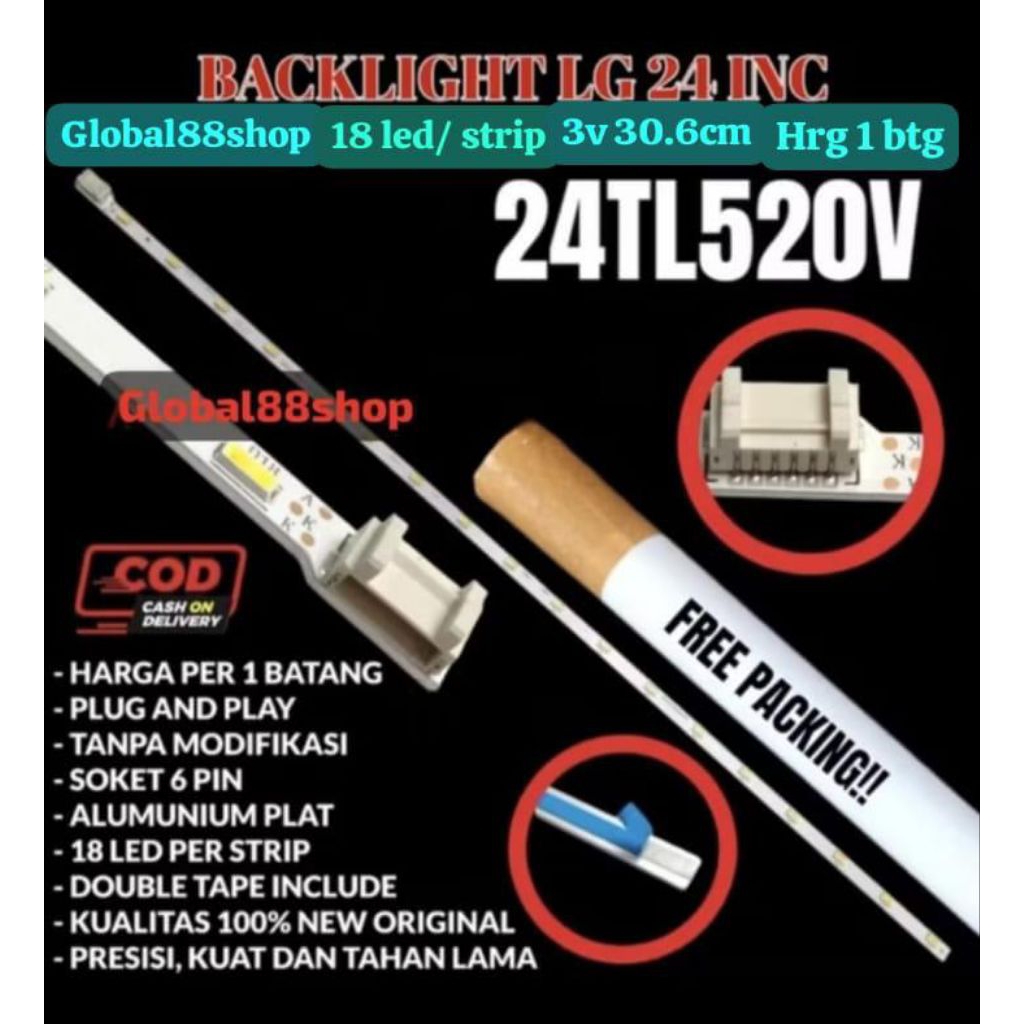 BACKLIGHT LED TV LG 24 INC 24TL520V LAMPU BL 24TL520A 24TL520 3V 24 INCH ORIGINAL