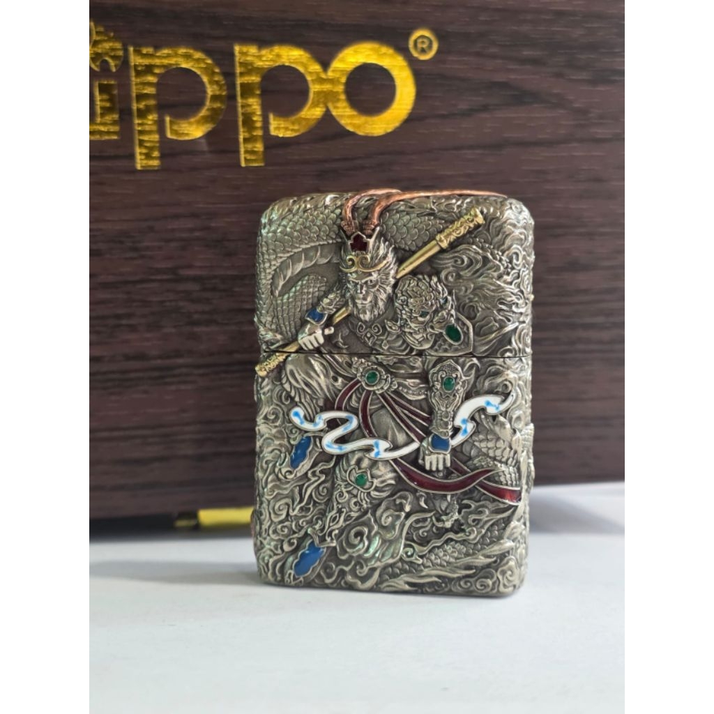 Original Zippo Jacket Silver Sun Wukong Sun Go Kong Limited 5 sisi