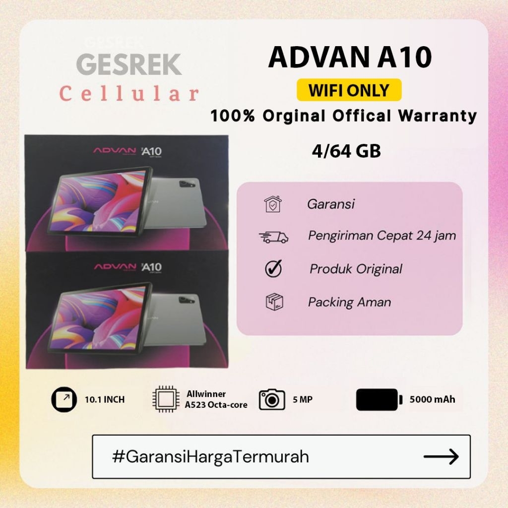 Tab Advan A10 4/64GB Wifi Only - Garansi RESMI