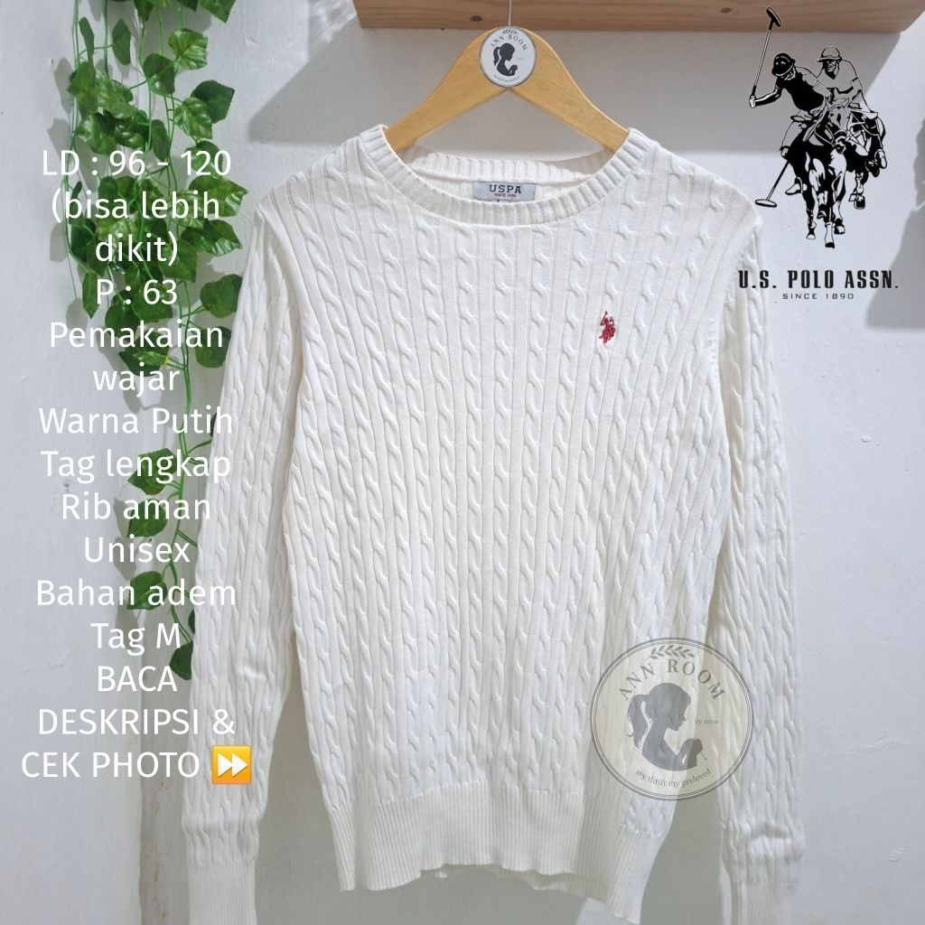 USPA Sweater Rajut Kepang Putih