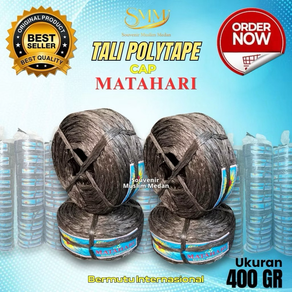 TALI PLASTIK HITAM / TALI POLYTAPE MATAHARI 400 GRAM Besar tali Rafia