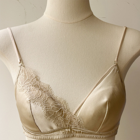 Aura Intim Bra Wanita Satin dengan Tali Tipis, Tanpa Jahitan, Model Segitiga.
