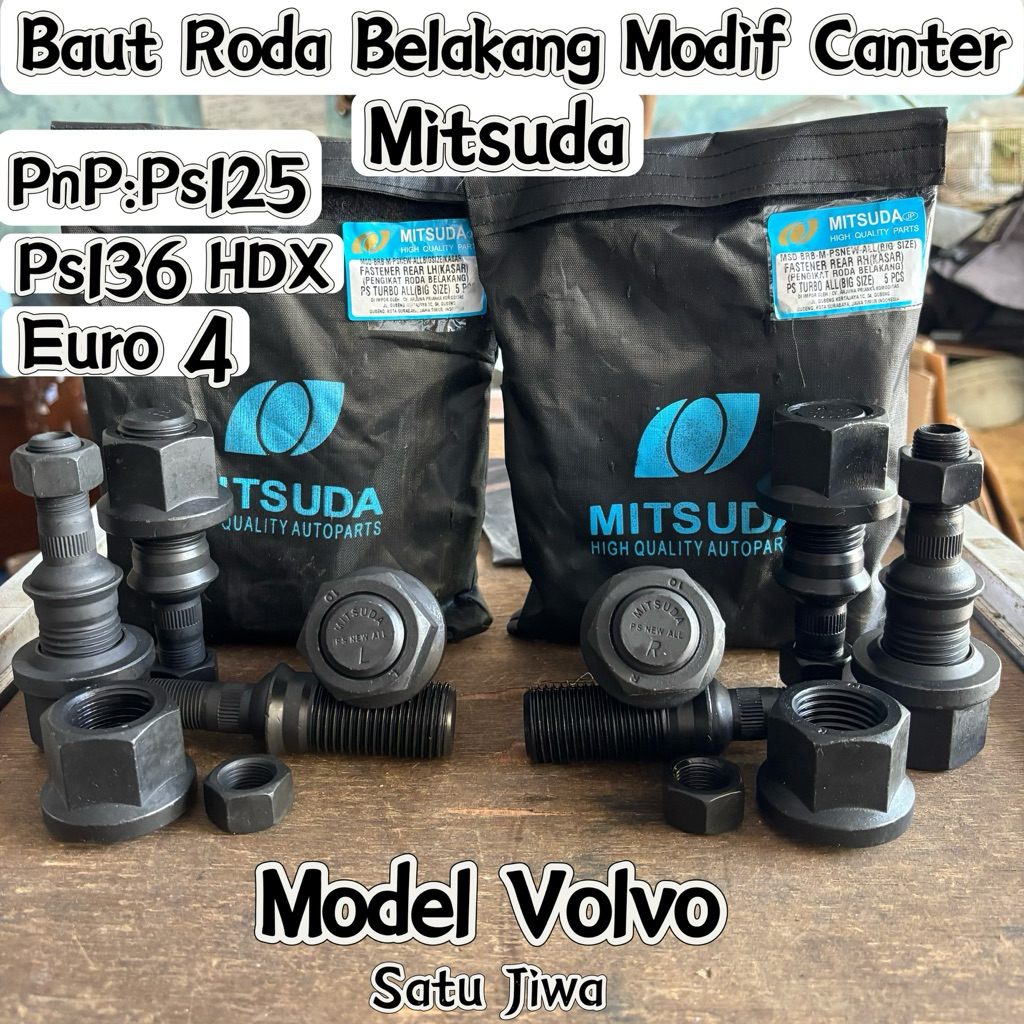 Baut Roda Belakang Canter Modif PnP Mur Besar Model Volvo Mitsuda/ baut roda Ps All Big size Mitsuda