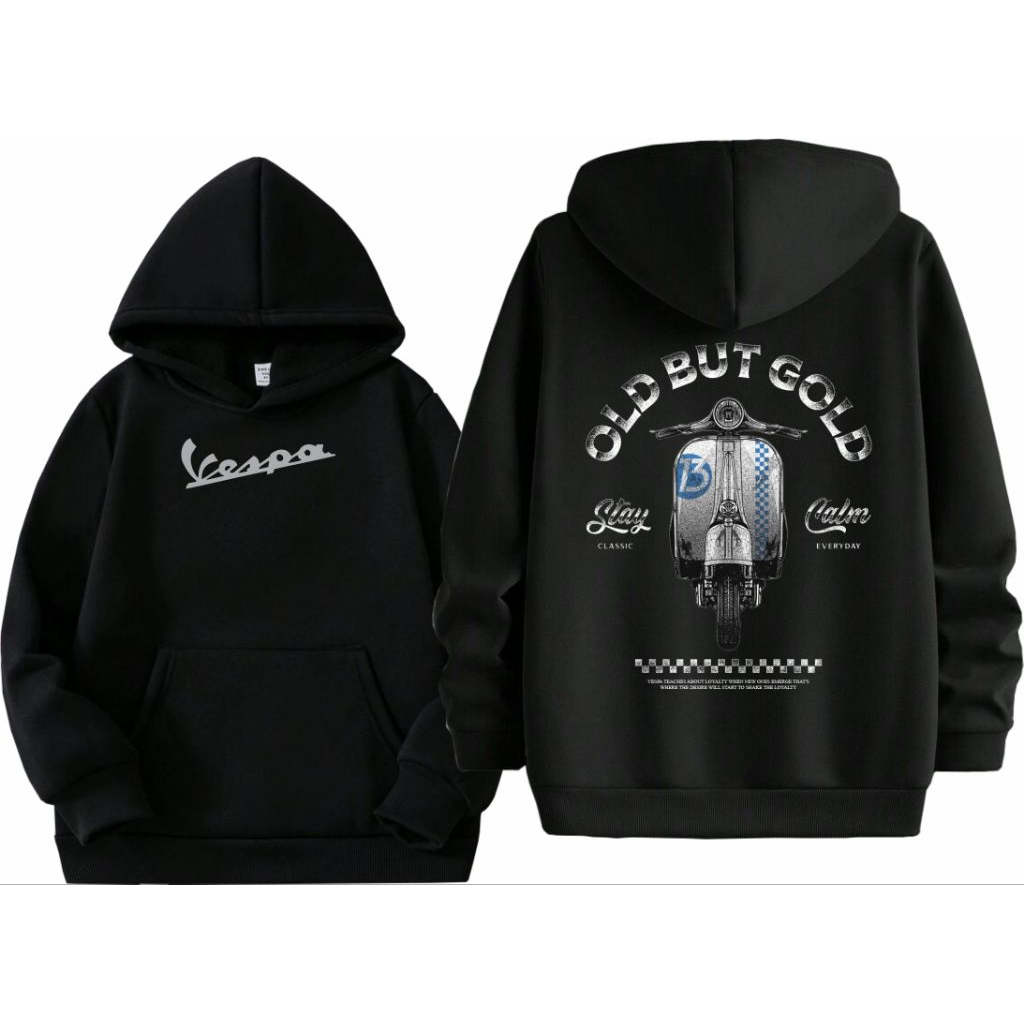 Hoodie Pria Pullover VESPA Fleece Tebal 280gsm Streetwear Casual Distro Classic Kekinian